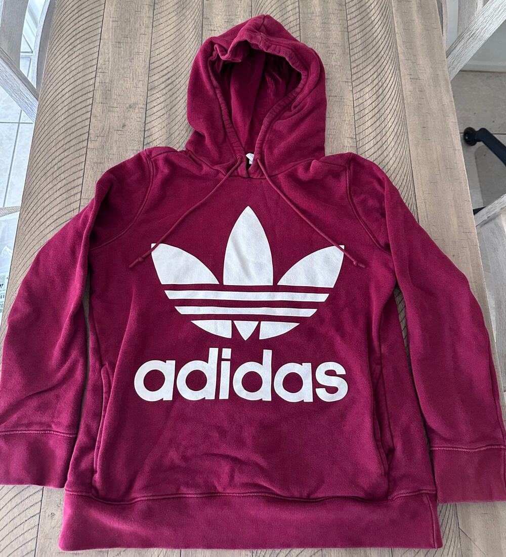 Adidas Originals Trefoil Logo Hoodie Women's Medium Maroon Pullover Sweatshirt